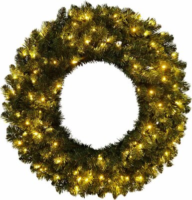 krans groen 90 cm met 150 led - afbeelding 1