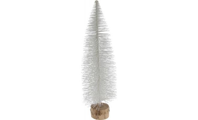 Kunstkerstboom op hout, wit, 35 cm - afbeelding 1