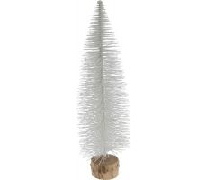 Kunstkerstboom op hout, wit, 35 cm - afbeelding 1