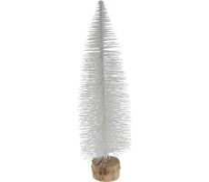 Kunstkerstboom op hout, wit, 35 cm - afbeelding 2