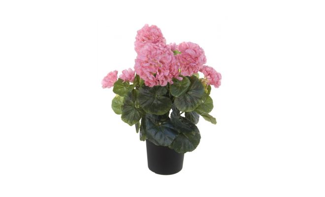 Kunstplant, geranium in pot, roze, h 35 cm