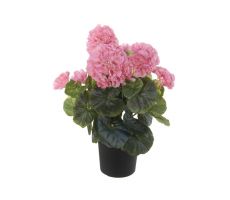 Kunstplant, geranium in pot, roze, h 35 cm