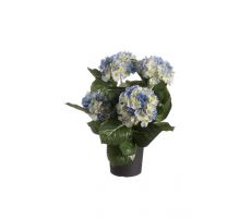 Kunstplant, hortensia in pot, blauw, h 44 cm