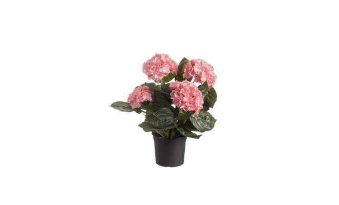 Kunstplant, hortensia in pot, roze, h 44 cm