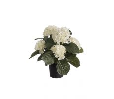 Kunstplant, hortensia in pot, wit, h 44 cm