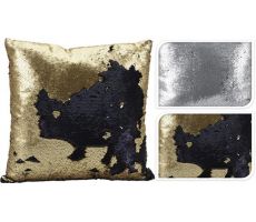 Kussen, paillet, zilver/goud, 45 cm