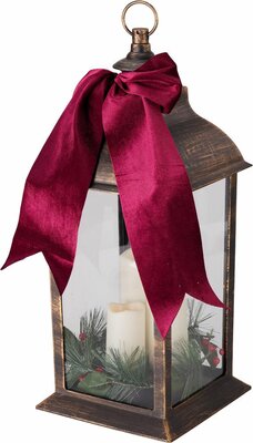 lantaarn met kaarsen 20 x 49 cm zwart - afbeelding 1