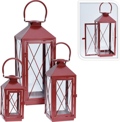 lantaarn metaal rood, middel