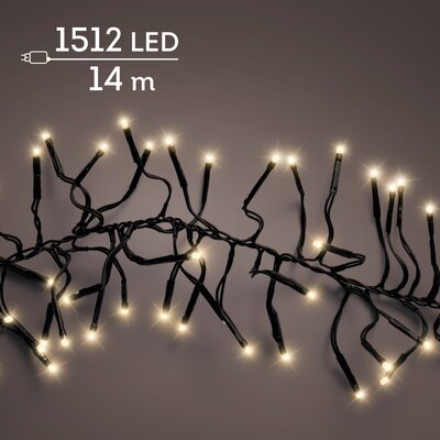 LED 1512 cluster lights continu licht buiten – zwart/soft gold – L 1400 cm