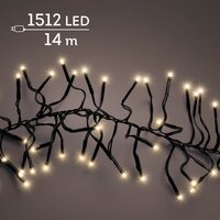 LED 1512 cluster lights continu licht buiten – zwart/soft gold – L 1400 cm
