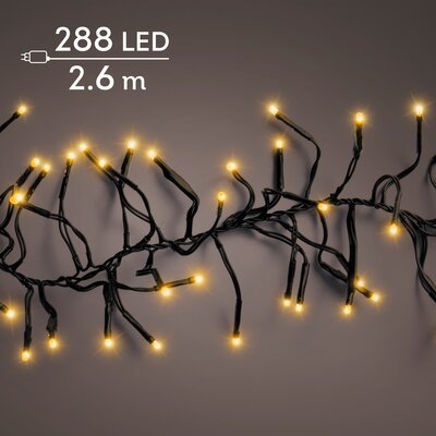 LED 288 cluster lights continu licht buiten – zwart/klassiek warm – L 260 cm