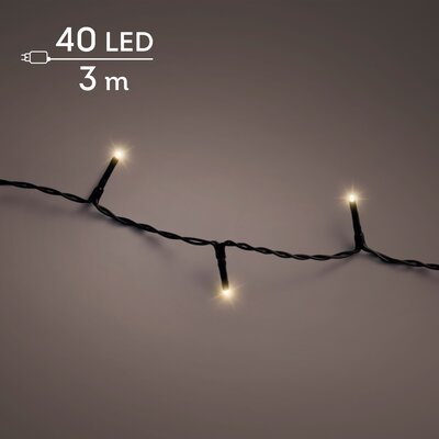 LED 40 basic lights continu licht buiten – zwart/soft gold – L 300 cm