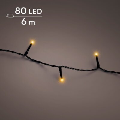 LED 80 basic lights continu licht buiten – zwart/klassiek warm – L 600 cm