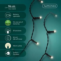 LED 96 Durawise basic lights 8 functie twinkel effect op batterijen buiten – zwart/warm wit - afbeelding 3