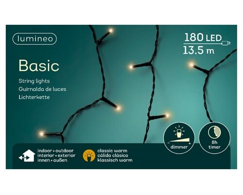 LED basic L 1350cm 180 lights zwart/klassiek warm, Led kerstverlichting - afbeelding 1