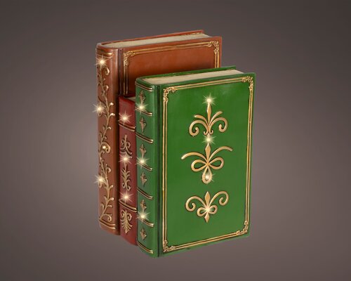 LED boek polyresin steady binnen, kleuren/warm wit, L 15,5 cm x B 18,5 cm x H 27 cm