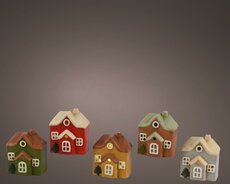 Led huis terracotta, H 12 cm, per stuk