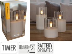 led kaars in glas 15cm transparant