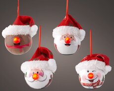 LED kerstbal polyfoam flashing effect binnen, assortie, L 7 cm x B 6,6 cm x H 7,5 cm, keuze uit 1 st