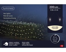 LED net lights continu licht buiten – zwart/warm wit – B 260 cm x H 100 cm - afbeelding 3