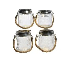 Led solar pot glas l7.5h9cm-1l warm