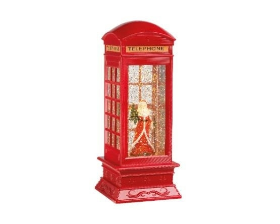 Kerst Waterspinner Telefooncel – Met Licht & Muziek – 25 cm