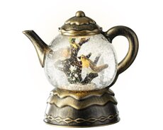 LED waterspinner kunststof teapot met beweging op batterijen binnen – goud/warm wit – L 12 - afbeelding 2