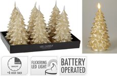 ledkaars boom goud - 11x11x17cm - afbeelding 2