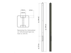 Lichtgewicht betonpaal met diamantkop ongecoat 8,5x8,5x275 cm, tussenpaal, antraciet.