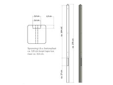 Lichtgewicht betonpaal met diamantkop ongecoat 8,5x8,5x275 cm, eindpaal, grijs.