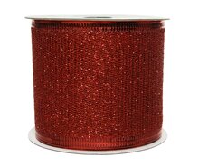 Lint polyester glitter, L 270 cm, Rood