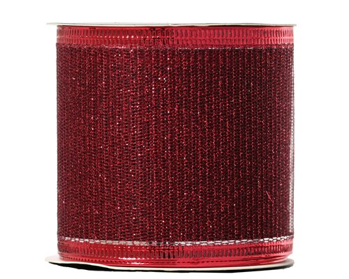 Lint polyester glitter, ossenbloed, L 270 cm x B 6,3 cm x H 0,01 cm