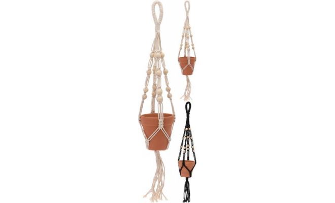 macrame met bloempot, meerdere variaties - afbeelding 1