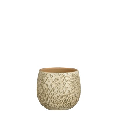 Madeira pot rond creme - H14 x Ø14 cm
