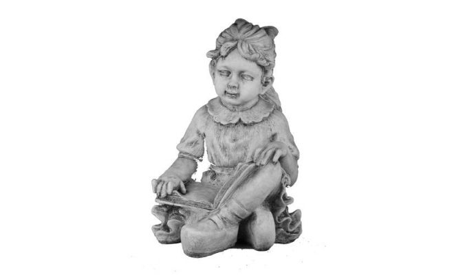 Meisje, lezend, zittend, beton, l 42 cm, b 20 cm, h 42 cm - afbeelding 1