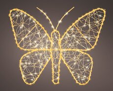 Micro 240 LED vlinder metaal buiten – goud/warm wit/klassiek warm – L 1 cm x B 38 cm x H 30 cm