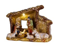Micro LED kerstgroep porselein steady binnen, multi/warm wit, L 20,2 cm x B 8,7 cm x H 15,7 cm - afbeelding 2