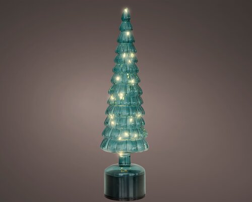 Micro LED rotating tree glas flashing effect binnen, smaragd/warm wit, Ø 11 cm x H 39 cm - afbeelding 1