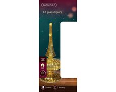 Micro LED tafelpiek glas continu licht binnen – goud/warm wit – Ø 9 cm x H 23 cm - afbeelding 3