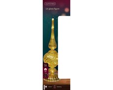 Micro LED tafelpiek glas continu licht binnen – goud/warm wit – Ø 9 cm x H 30 cm - afbeelding 3