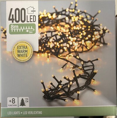 microcluster 400 led warm wit, groen draad, Led kerstverlichting - afbeelding 1