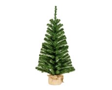 Mini kunstkerstboom binnen, jute zak, H 90 cm, groen - afbeelding 2