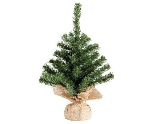 Mini kunstkerstboom jute zak H 45 cm groen - afbeelding 1