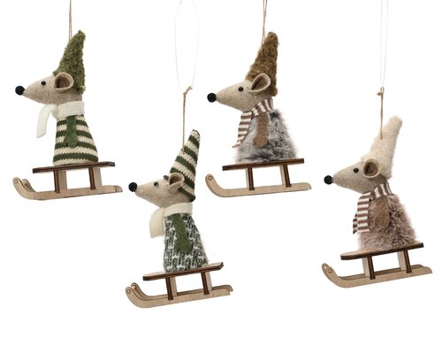 Muis triplex sleigh faux fur/ polyester cotton w hat and scarf fsc mix 70%, assortie, L 11 cm x B 5 