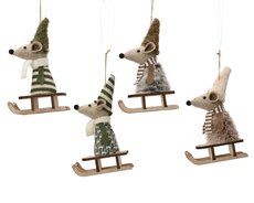 Muis triplex sleigh faux fur/ polyester cotton w hat and scarf fsc mix 70%, assortie, L 11 cm x B 5 