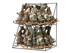 Muis triplex sleigh faux fur/ polyester cotton w hat and scarf fsc mix 70%, assortie, L 11 cm x B 5  - afbeelding 2