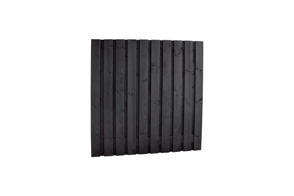 Naaldhout geschaafd plankenscherm 21-planks 15 mm, 180 x 180 cm, recht, geïmpregneerd en zwart gespo