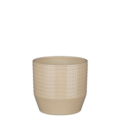 Nola pot rond beige relief - h14,5xd16cm - afbeelding 1