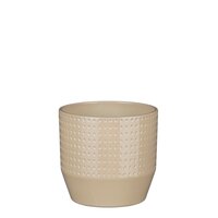 Nola pot rond beige relief - h14,5xd16cm - afbeelding 1