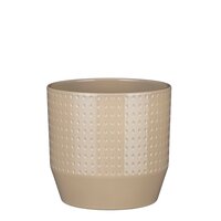 Nola pot rond beige relief - h18xd19,5cm - afbeelding 1